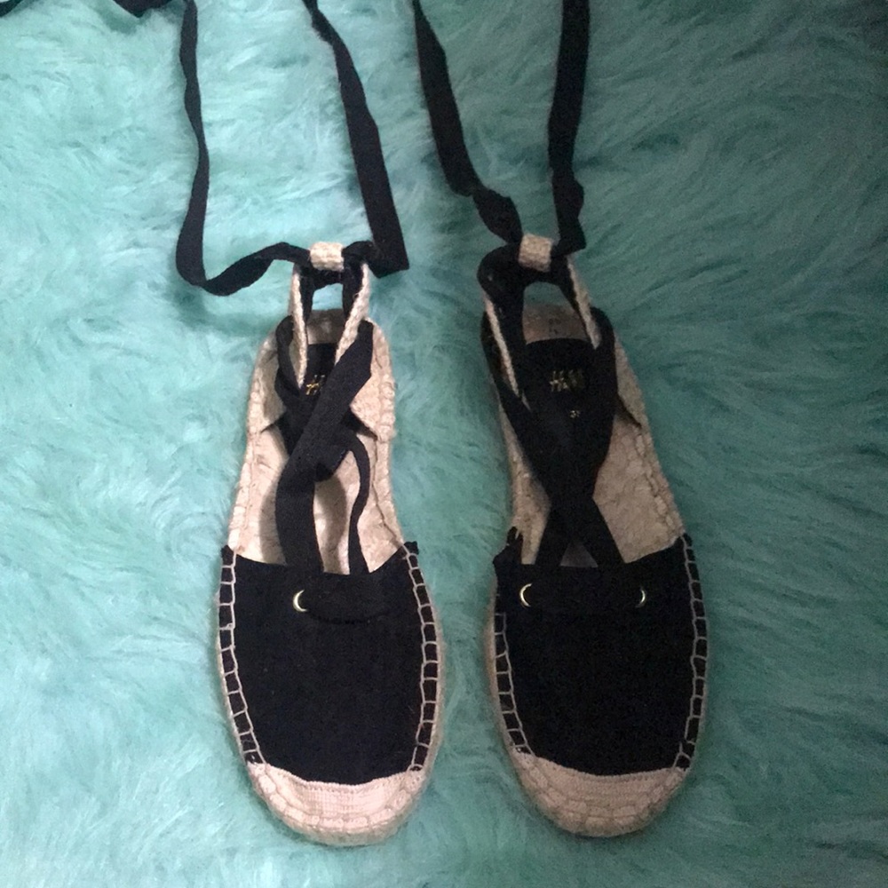 H&M Black Lace-Up Espadrilles